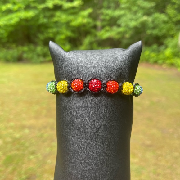 Rainbow Shamballa Macrame Bracelet - Picture 6 of 11